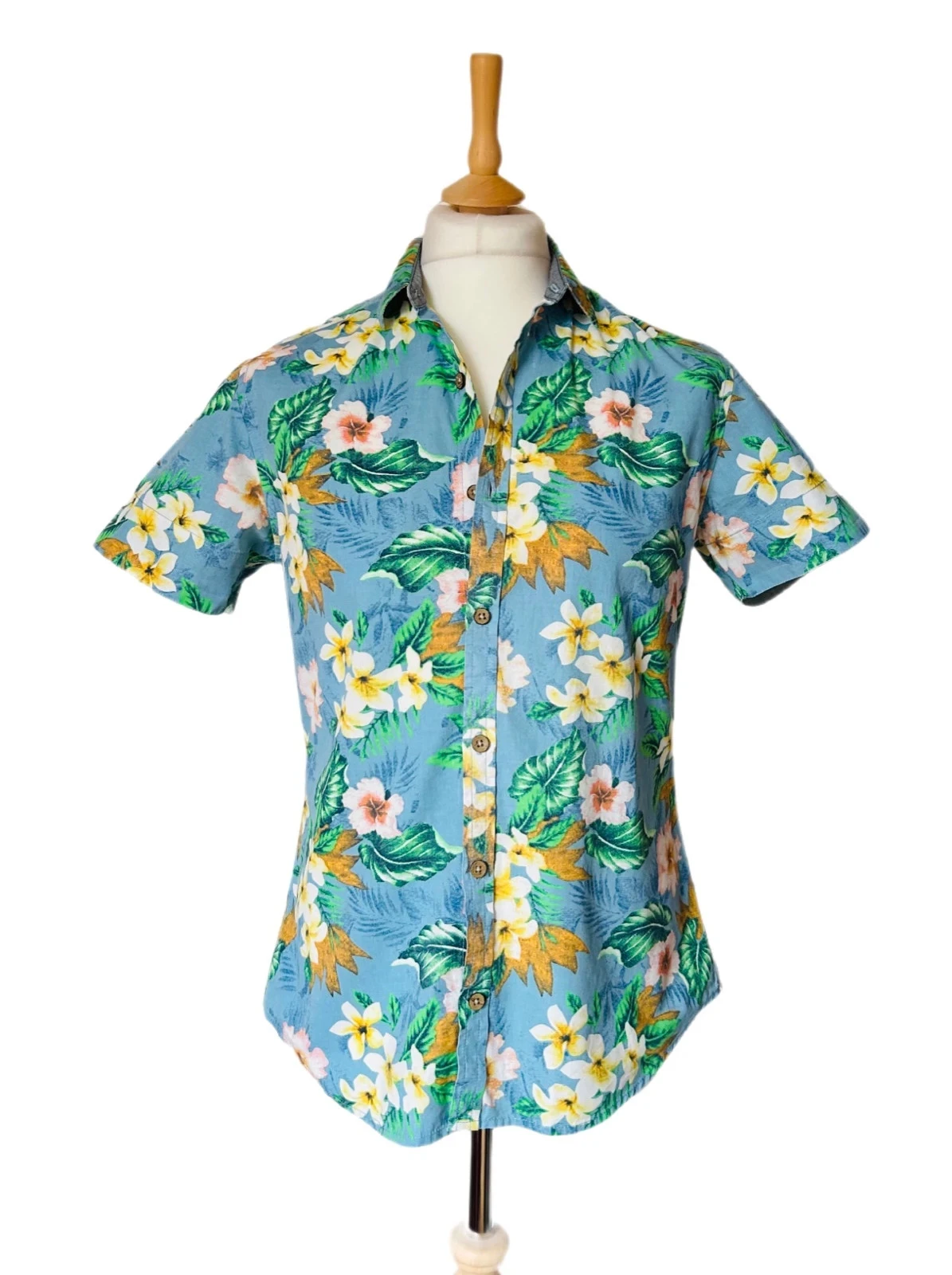 🌴🌺100% cotton Hawaiian beachwear tropical floral shirt Size M🦜🌸 – photo 3
